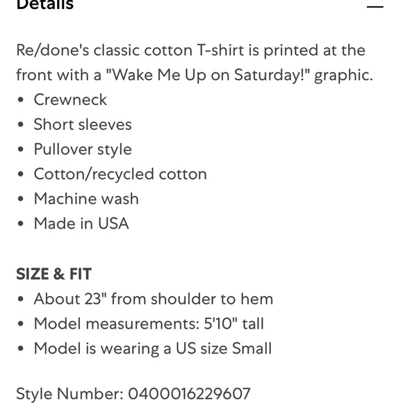 NWT Re/Done Wake Me Up Saturday tee - Picture 4 of 4